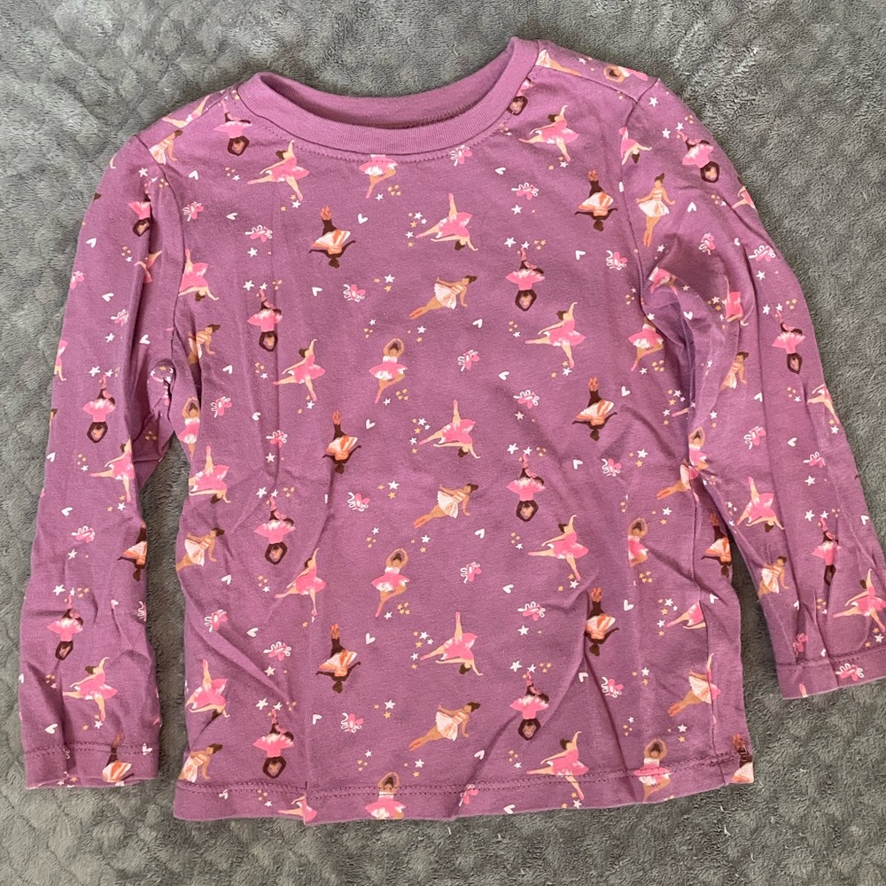 Purple Ballet Print Long Sleeve Shirt